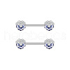 304 Stainless Steel Clear Cubic Zirconia Flower Nipple Barbells WG20A72-06-1