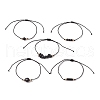 5Pcs 5 Styles Natural Obsidian Braided Bead Bracelets BJEW-JB11681-01-4