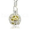 Silver Color Plated Brass Hollow Round Cage Pendants KK-J226-06S-2