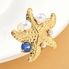 304 Stainless Steel Micro Pave Cubic Zirconia Plastic Pearl Cuff Rings RJEW-D310-02C-G-1