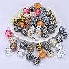 Colorful Pattern Printed Silicone Focal Beads SI-JX0022A-05-5