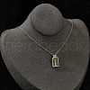 Arch with Coconut Tree Brass Enamel Pendant Necklaces NJEW-H051-03G-1