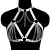 Imitation Leather & Alloy Curb Chain Harness Chest Body Chains FS-WG84763-01-1
