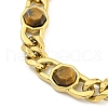 304 Stainless Steel & Natural Tiger Eye Polygon Link Bracelets for Women BJEW-G717-16G-02-2