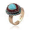 Teardrop Zinc Alloy & Rhinestone & Resin Finger Rings FS-WGCEC00-02-2