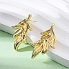 Leaf Brass Stud Earrings EJEW-R025-20G-3