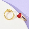 Heart Brass Enamel Hoop Earrings EJEW-S277-03G-2