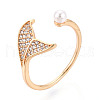 Brass Micro Pave Clear Cubic Zirconia Cuff Ring Settings KK-T076-14G-4