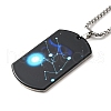 201 Stainless Steel Rectangle with Constellations Pendant Necklace for Women NJEW-G015-01K-1