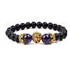 Natural Frosted Stone Round Beads Stretch Bracelets QM6104-9-1