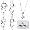 Beebeecraft 2Pcs 2 Styles Rhodium Plated 925 Sterling Silver Double Opening Lobster Claw Clasps DIY-BBC0001-91-1