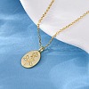 925 Sterling Silver Oval with Engraved Rose Flower Pendant Necklaces for Women NJEW-D316-03G-3