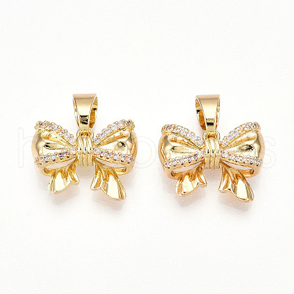 Brass Micro Pave Cubic Zirconia Charms KK-S049-17G-1