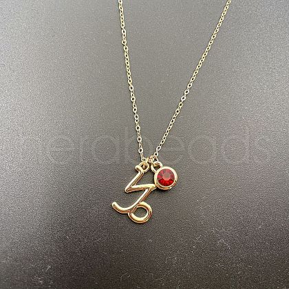 Alloy Light Siam Rhinestone Constellation Pendant Necklaces for Women Men WG398AA-12-1