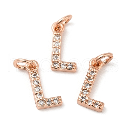 Brass Micro Pave Grade AAA Cubic Zirconia Charms ZIRC-P067-11RG-L-NR-1
