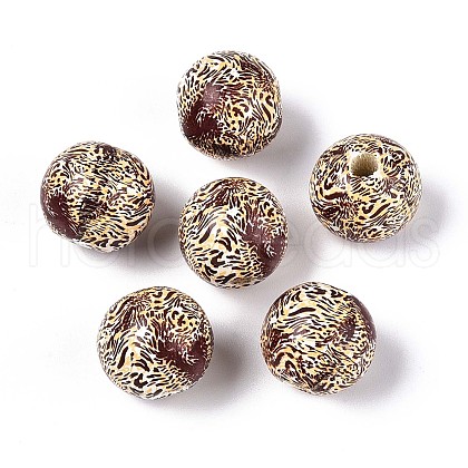 Printed Schima Wood Beads WOOD-N017-01E-1