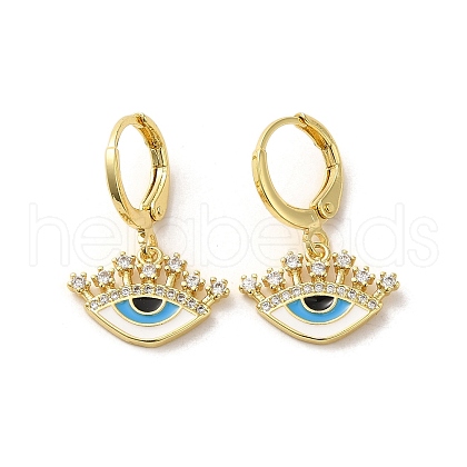 Evil Eye Real 18K Gold Plated Brass Dangle Leverback Earrings EJEW-Q797-01E-G-1