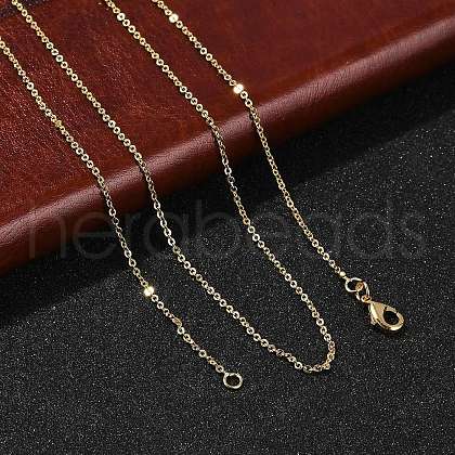 1mm Rack Plating Brass Cable Chain Necklaces for Women Men MAK-L044-23G-1
