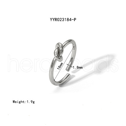 Minimalist Stainless Steel Knot Open Cuff Rings EO4616-4-1