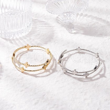 2Pcs Brass Tube Bangles for Women BJEW-JB11904-1