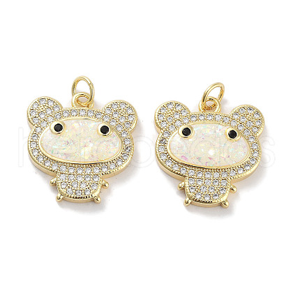 Brass Micro Pave Clear Cubic Zirconia Pendants KK-L213-027G-1