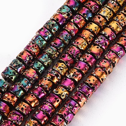 Electroplated Natural Lava Rock Beads Strands G-T114-68B-1