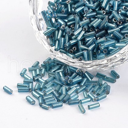 Silver Lined Round Hole Glass Bugle Beads SEED-I001-23B-1