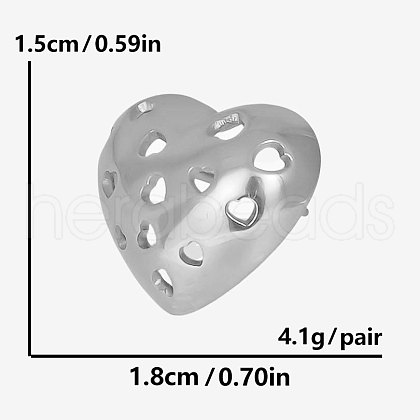 Stylish 303 Stainless Steel Hollow Heart Stud Earrings RP4390-1-1