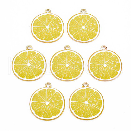 Light Gold Alloy Enamel Pendants X-ENAM-S126-125-1