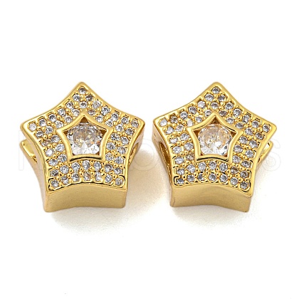 Rack Plating Brass Micro Pave Cubic Zirconia Beads KK-I718-44G-1
