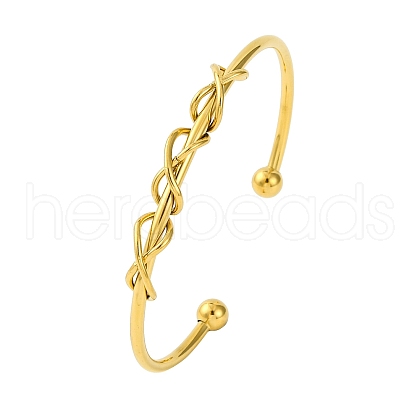 Ion Plating(IP) Infinity 304 Stainless Steel Cuff Bangles for Women BJEW-B104-26G-1
