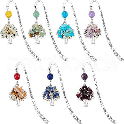 CHGCRAFT 7Pcs 7 Style Tibetan Style Alloy Bookmarks AJEW-CA0002-37-1