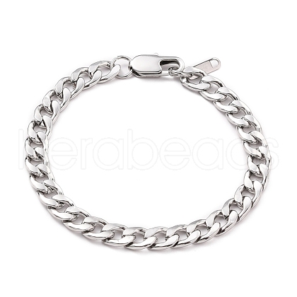 Women' s Fashionable 304 Stainless Steel Cuban Link Chain Bracelets X-BJEW-JB05657-01-1