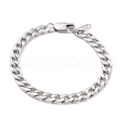 Tarnish Resistant Women' s Fashionable 304 Stainless Steel Cuban Link Chain Bracelets X-BJEW-JB05657-01-1