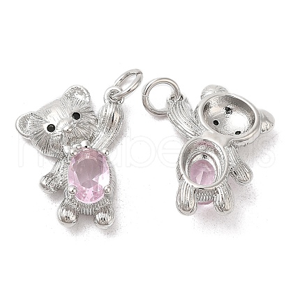 Brass & Glass & Cubic Zirconia Pendants KK-G468-64P-1