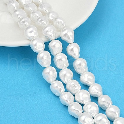 Electroplate Porcelain Imitation Pearl Beads Strands BSHE-Z009-03B-1