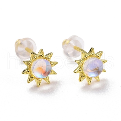 925 Sterling Silver Sunflower Stud Earring Findings EJEW-M202-03G-1