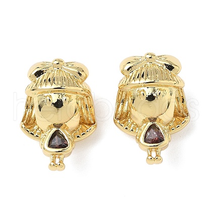 Girl Brass Cubic Zirconia Beads KK-Q068-21A-G-1
