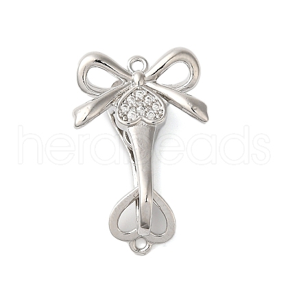 Brass Micro Pave Clear Cubic Zirconia Fold Over Clasps KK-S382-03P-1