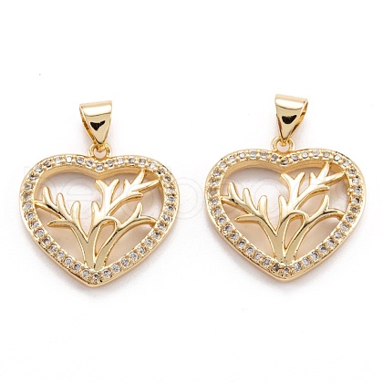Brass Micro Pave Clear Cubic Zirconia Beads Pendant ZIRC-M114-16G-1