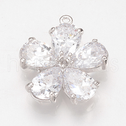 Brass Cubic Zirconia Pendants X-ZIRC-Q002-120P-1
