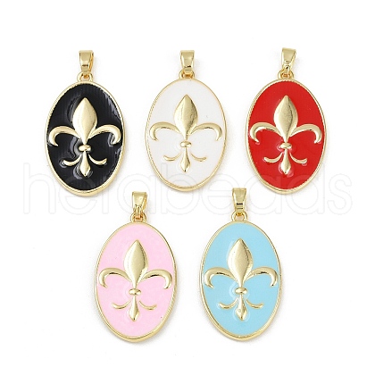 Brass Enamel Pendants KK-R226-09G-1