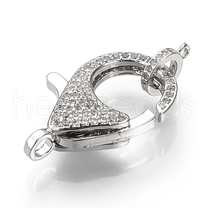 Brass Micro Pave Cubic Zirconia Lobster Claw Clasps ZIRC-S058-13P-1