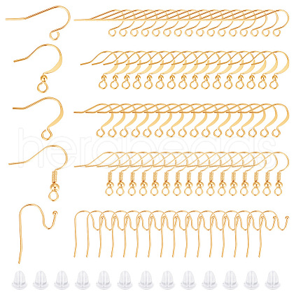 Beebeecraft 100Pcs 5 Style Brass Earring Hooks KK-BBC0012-33-1