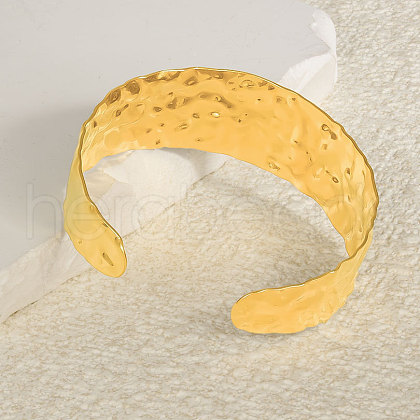304 Stainless Steel Hammered Cuff Bangles for Women QR6940-2-1