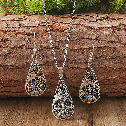 Alloy Pendant Necklaces & Dangle Earrings Sets FS-WGB4D45-01-1
