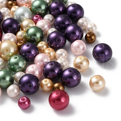 Eco-Friendly Dyed Glass Pearl Round Beads HY-X0006-1