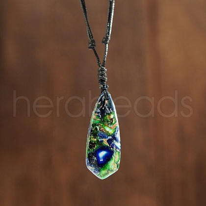 Dyed Natural Imperial Jasper Kite Pendant Necklaces PA7309-1-1