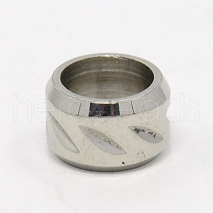 Tarnish Resistant Stainless Steel Large Hole Column Carved Oval Beads STAS-G037-07-1