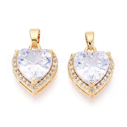 Brass Micro Pave Cubic Zirconia Pendants KK-N272-02G-01-1